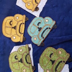 Beaded ,blue ,green gold Car Buggy Drink Coasters home Decor Made In India.